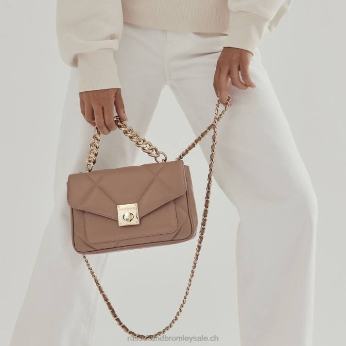 beige 8BN6674Russell And Bromley mini sac à bandoulière mi-long matelassé