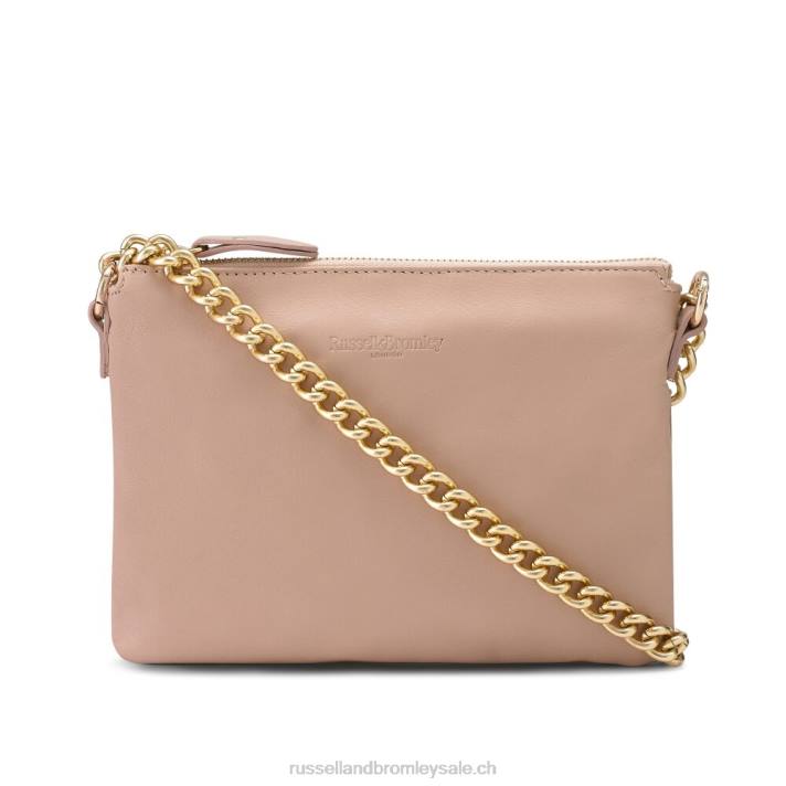 beige 8BN6765Russell And Bromley pochette zippée à l'épaule avec chaîne on point