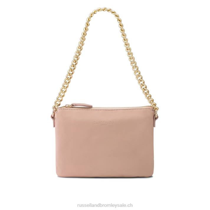 beige 8BN6765Russell And Bromley pochette zippée à l\'épaule avec chaîne on point