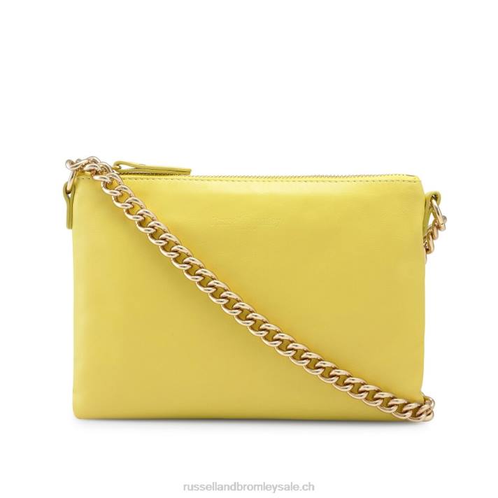 jaune 8BN6775Russell And Bromley pochette zippée à l'épaule avec chaîne on point