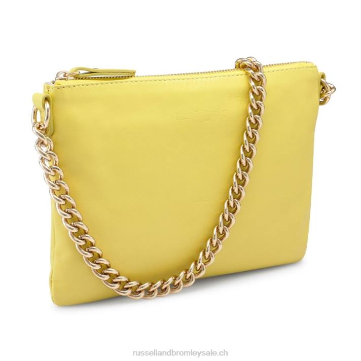 jaune 8BN6775Russell And Bromley pochette zippée à l\'épaule avec chaîne on point
