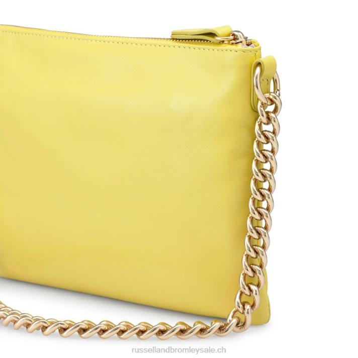 jaune 8BN6775Russell And Bromley pochette zippée à l\'épaule avec chaîne on point