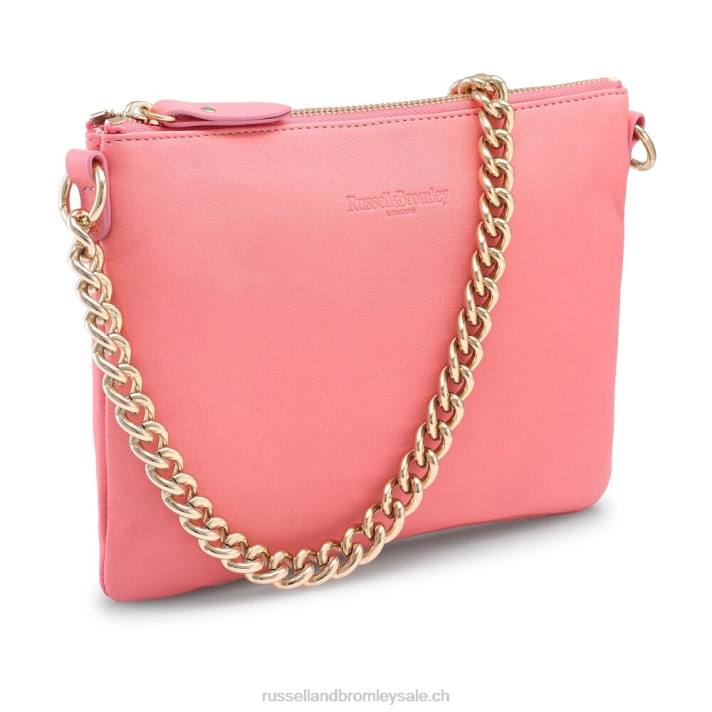 rose 8BN6769Russell And Bromley pochette zippée à l\'épaule avec chaîne on point