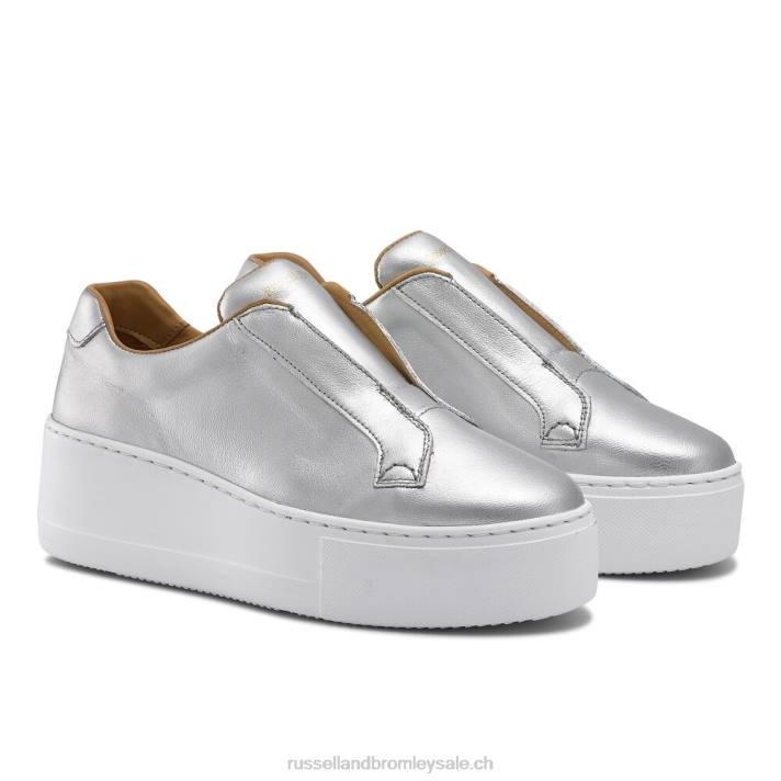 argent 8BN616 femmes Russell And Bromley baskets sans lacets Park Up