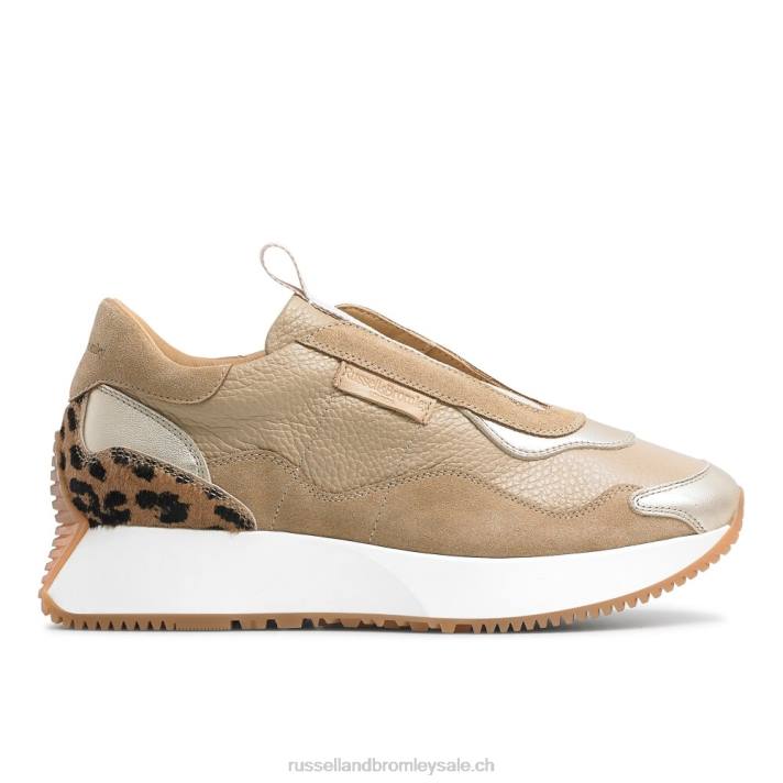 beige 8BN67 femmes Russell And Bromley baskets évasées intemporelles sans lacets