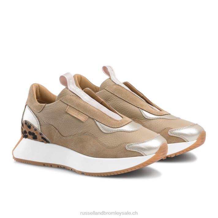 beige 8BN67 femmes Russell And Bromley baskets évasées intemporelles sans lacets