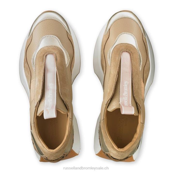 beige 8BN67 femmes Russell And Bromley baskets évasées intemporelles sans lacets