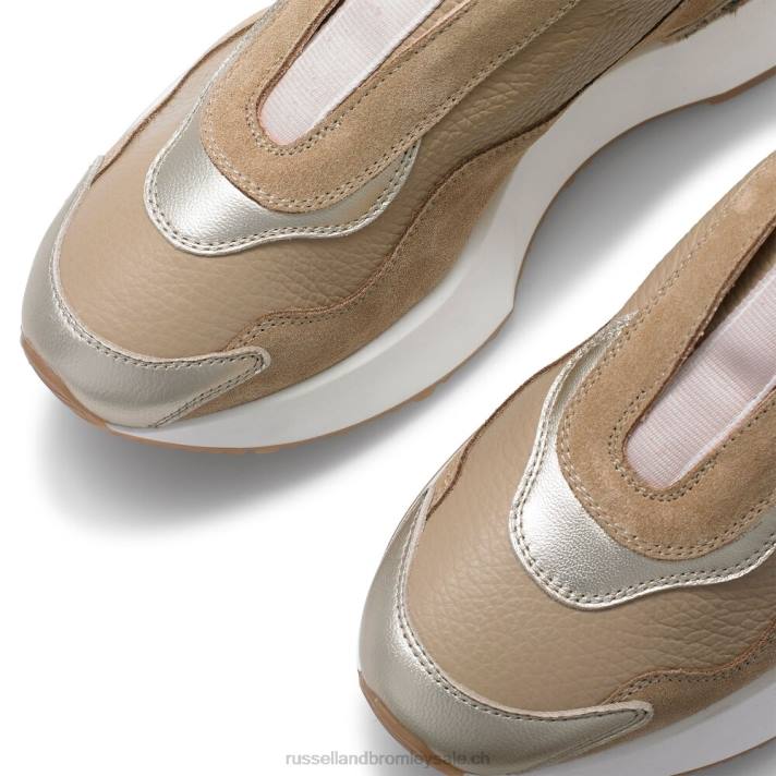 beige 8BN67 femmes Russell And Bromley baskets évasées intemporelles sans lacets