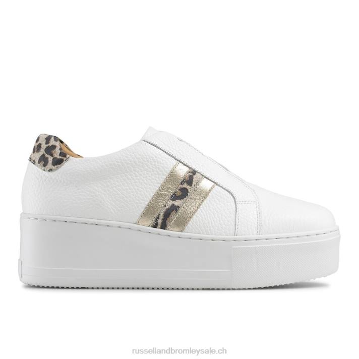 blanc 8BN611 femmes Russell And Bromley baskets à plateforme rayée