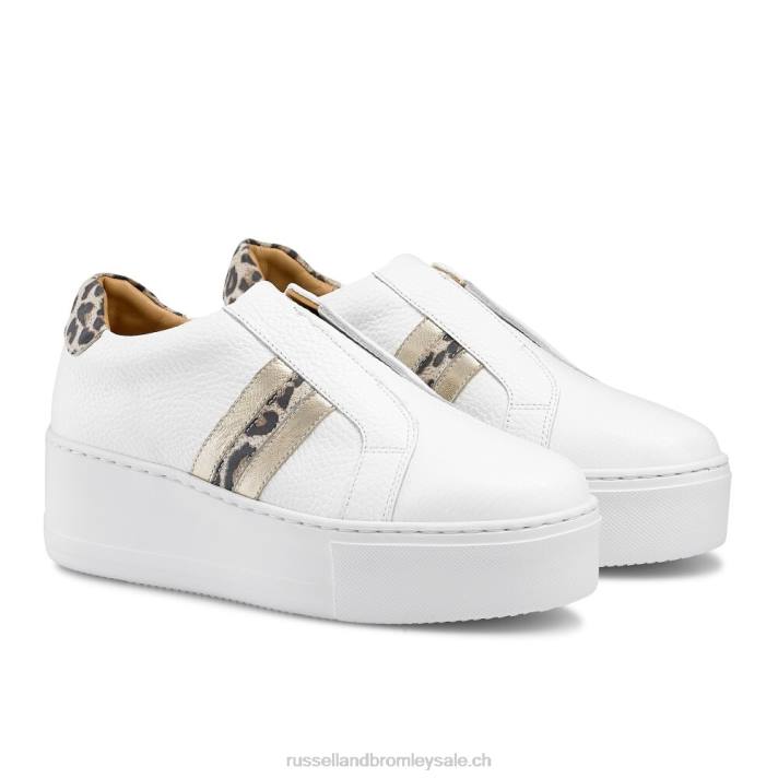 blanc 8BN611 femmes Russell And Bromley baskets à plateforme rayée