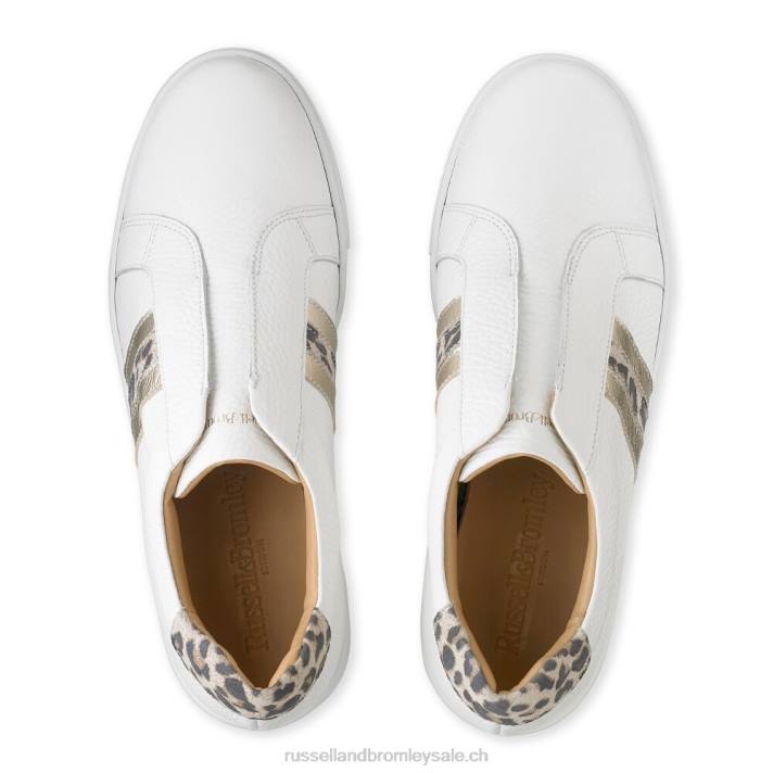 blanc 8BN611 femmes Russell And Bromley baskets à plateforme rayée