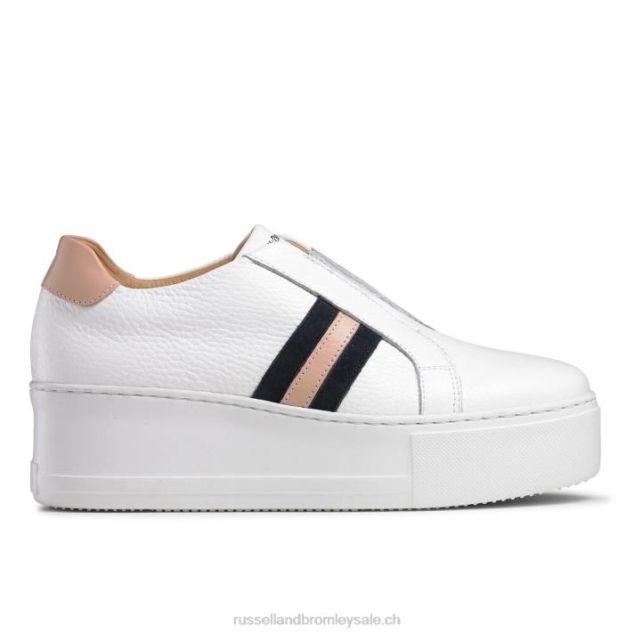 blanc 8BN612 femmes Russell And Bromley baskets à plateforme rayée