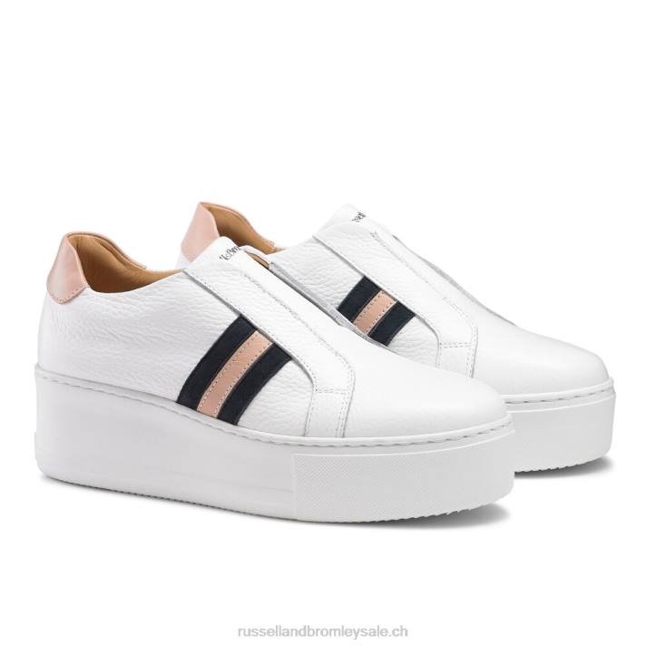 blanc 8BN612 femmes Russell And Bromley baskets à plateforme rayée