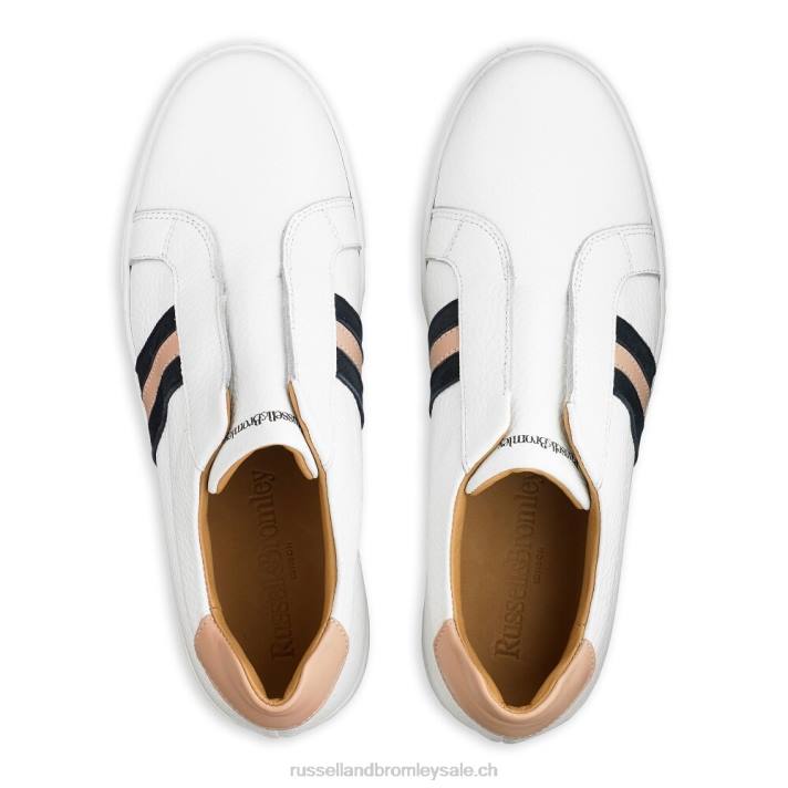 blanc 8BN612 femmes Russell And Bromley baskets à plateforme rayée