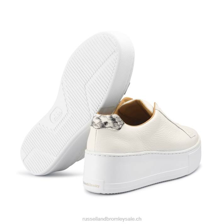 blanc 8BN62 femmes Russell And Bromley baskets sans lacets Park Up