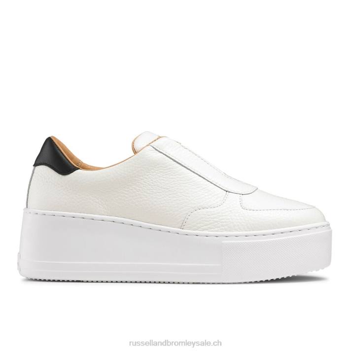 blanc 8BN633 femmes Russell And Bromley baskets park ave à plateforme sans lacets