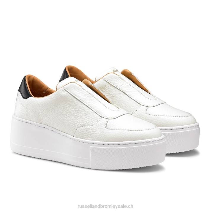 blanc 8BN633 femmes Russell And Bromley baskets park ave à plateforme sans lacets