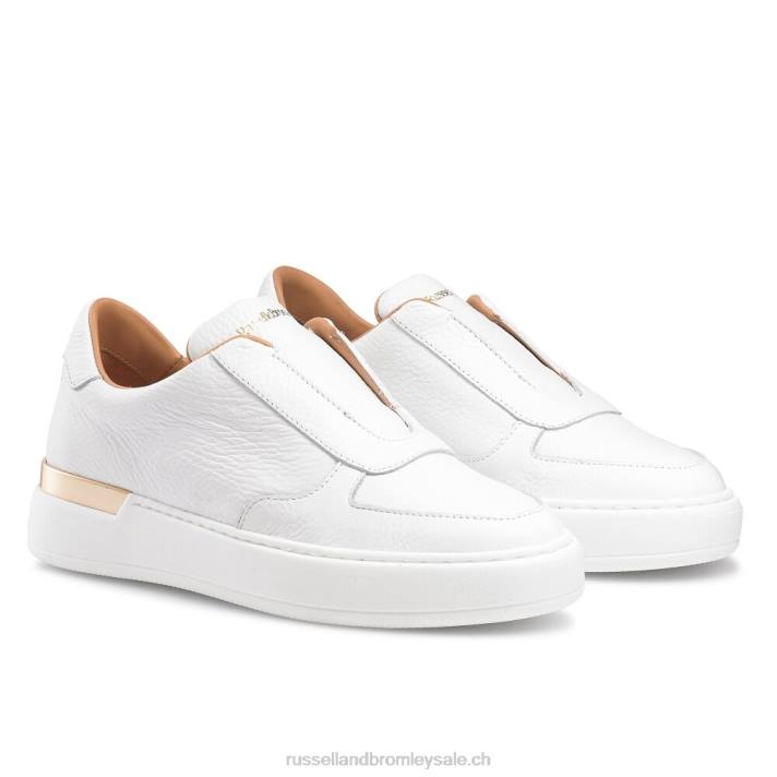 blanc 8BN643 femmes Russell And Bromley baskets sans lacets gold rush