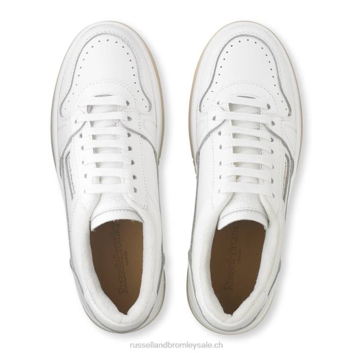 blanc 8BN653 femmes Russell And Bromley semelle contrastante rétro à lacets