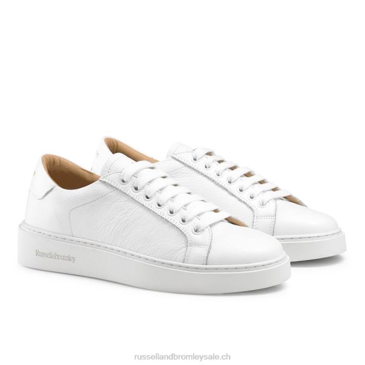 blanc 8BN664 femmes Russell And Bromley haut bas brillant à lacets