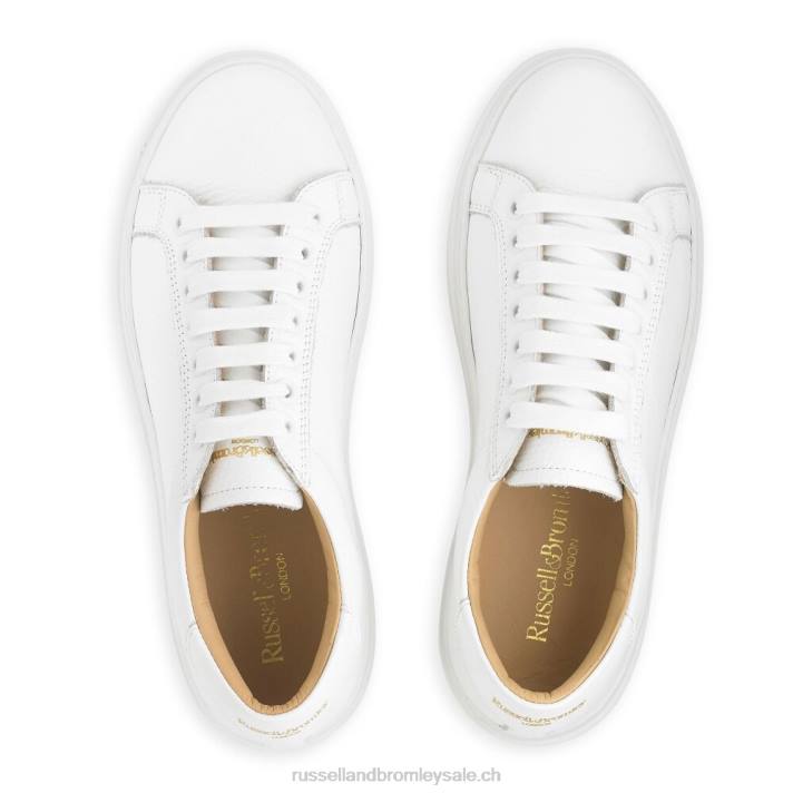 blanc 8BN664 femmes Russell And Bromley haut bas brillant à lacets