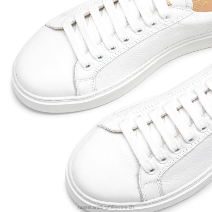 blanc 8BN664 femmes Russell And Bromley haut bas brillant à lacets