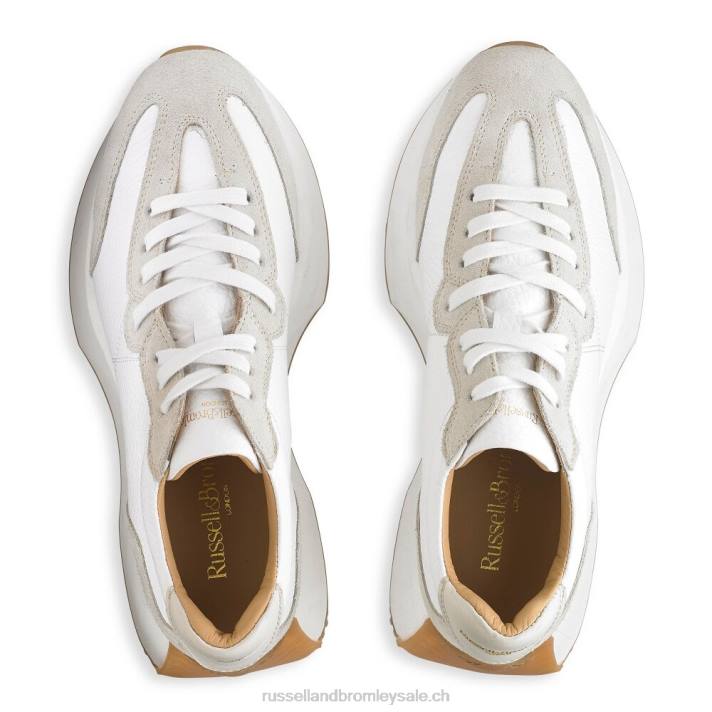 blanc 8BN666 femmes Russell And Bromley baskets sablier à semelle évasée