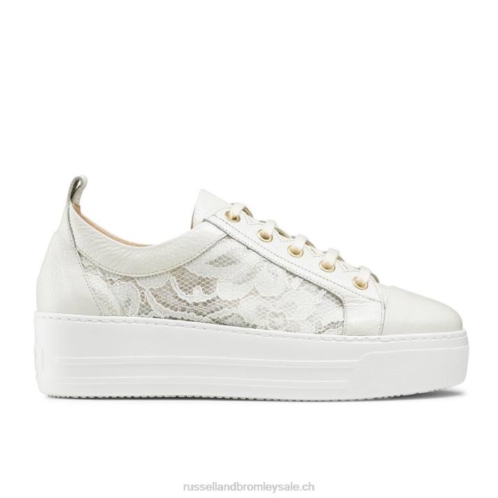 blanc 8BN678 femmes Russell And Bromley baskets à lacets boardwalk