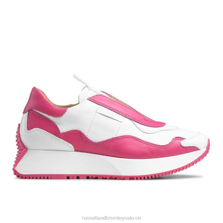 blanc 8BN681 femmes Russell And Bromley baskets évasées intemporelles sans lacets