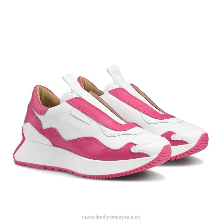 blanc 8BN681 femmes Russell And Bromley baskets évasées intemporelles sans lacets