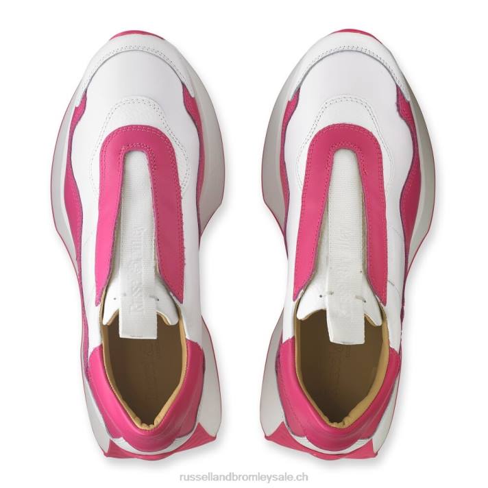 blanc 8BN681 femmes Russell And Bromley baskets évasées intemporelles sans lacets