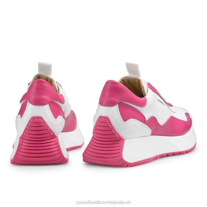 blanc 8BN681 femmes Russell And Bromley baskets évasées intemporelles sans lacets
