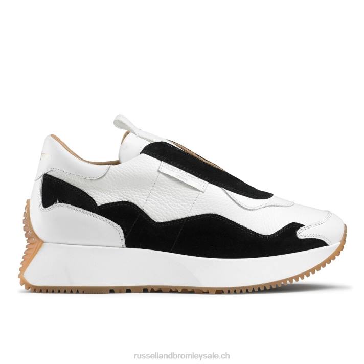 blanc 8BN688 femmes Russell And Bromley baskets évasées intemporelles sans lacets