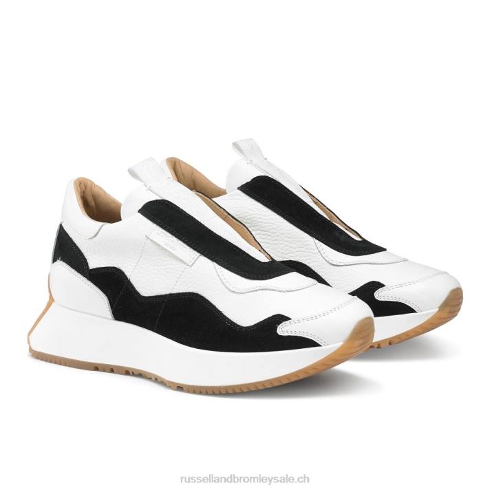 blanc 8BN688 femmes Russell And Bromley baskets évasées intemporelles sans lacets