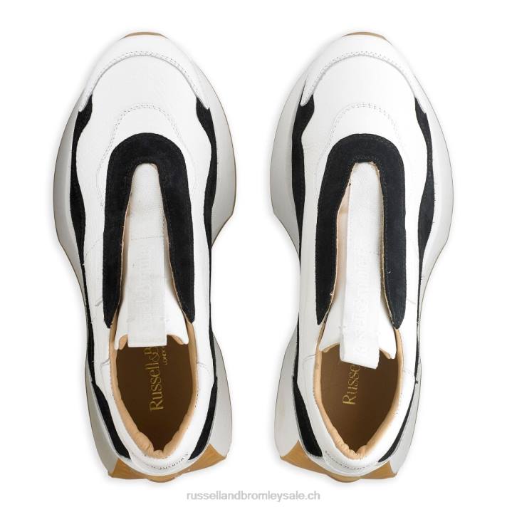 blanc 8BN688 femmes Russell And Bromley baskets évasées intemporelles sans lacets