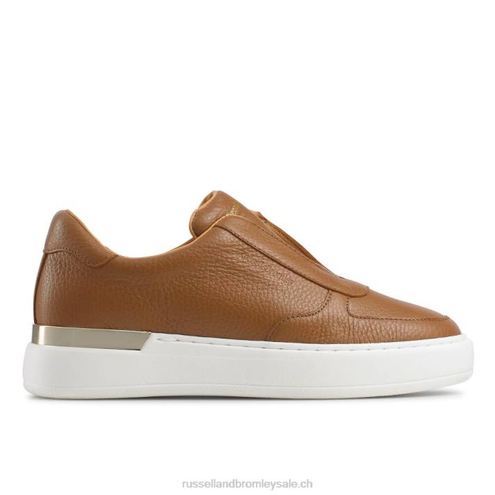 bronzer 8BN636 femmes Russell And Bromley baskets sans lacets gold rush