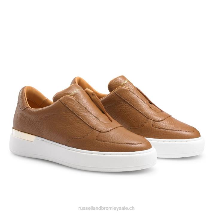 bronzer 8BN636 femmes Russell And Bromley baskets sans lacets gold rush