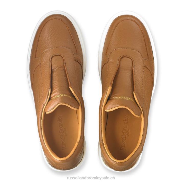 bronzer 8BN636 femmes Russell And Bromley baskets sans lacets gold rush