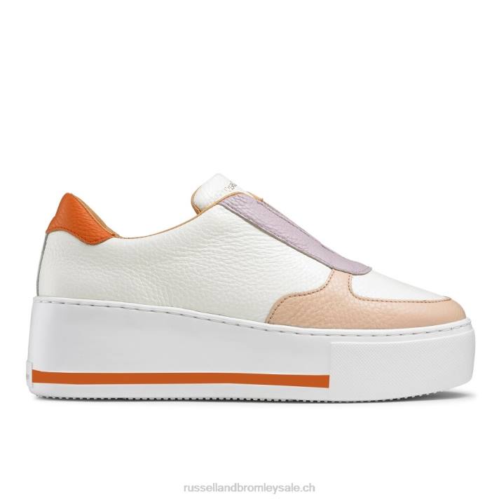 deux tons 8BN618 femmes Russell And Bromley baskets park ave à plateforme sans lacets