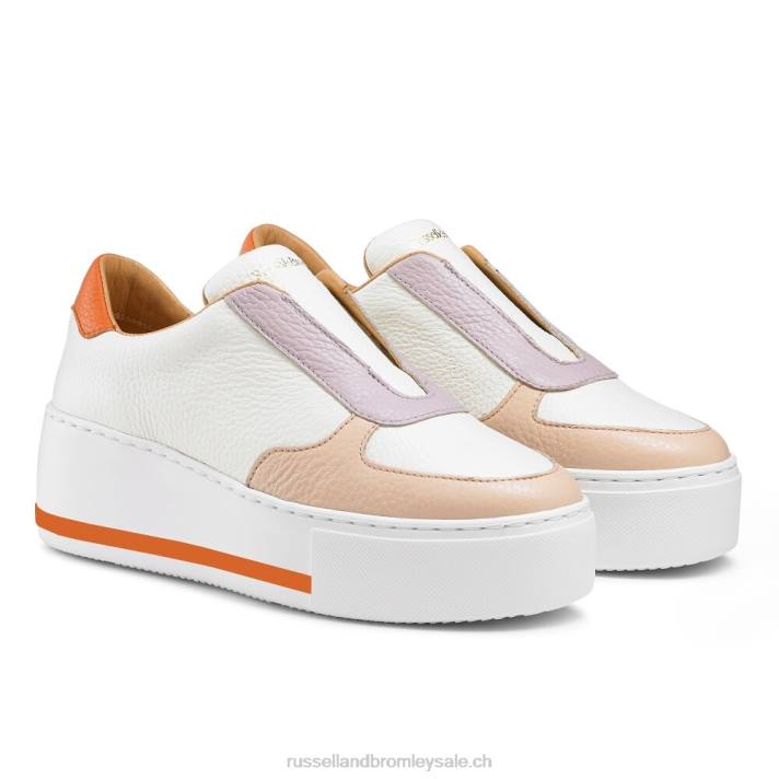 deux tons 8BN618 femmes Russell And Bromley baskets park ave à plateforme sans lacets