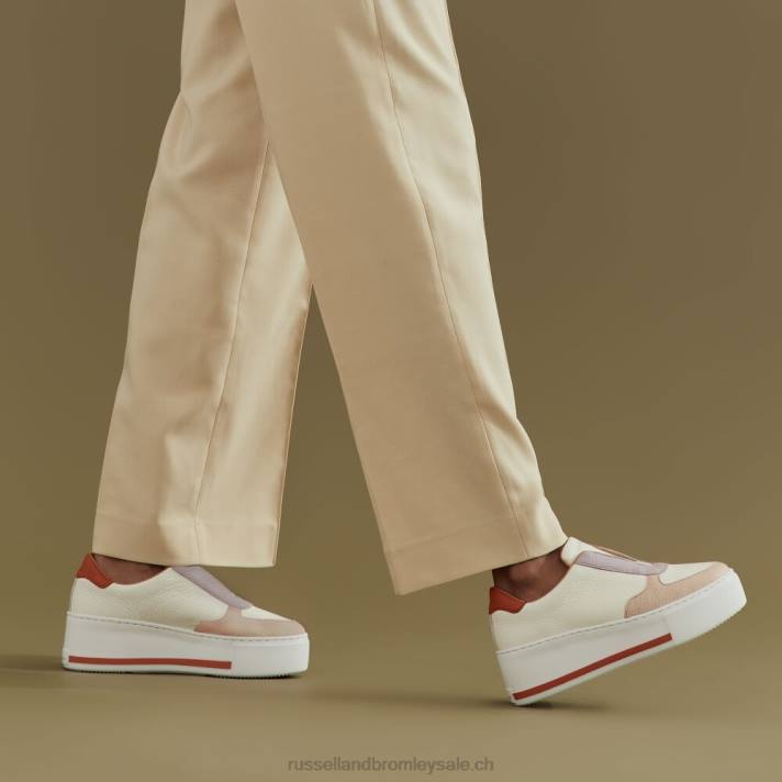 deux tons 8BN618 femmes Russell And Bromley baskets park ave à plateforme sans lacets