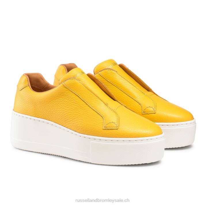 jaune 8BN622 femmes Russell And Bromley baskets sans lacets Park Up