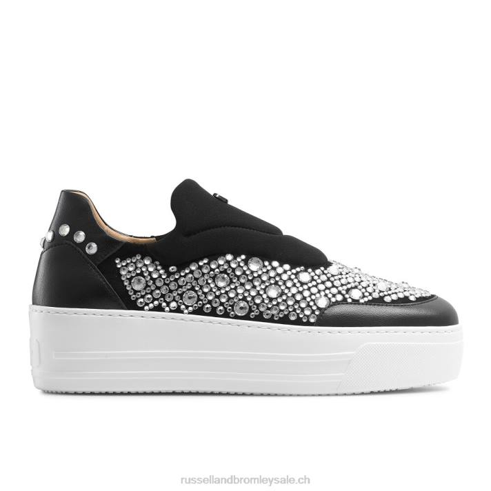 noir 8BN613 femmes Russell And Bromley baskets sans lacets à ornements idolize