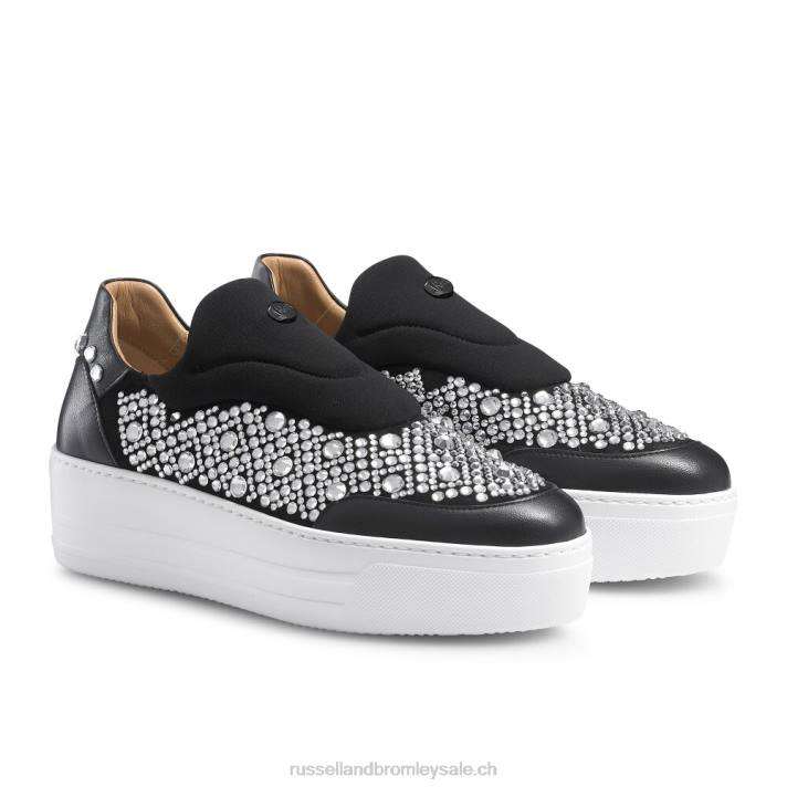noir 8BN613 femmes Russell And Bromley baskets sans lacets à ornements idolize