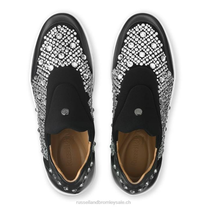 noir 8BN613 femmes Russell And Bromley baskets sans lacets à ornements idolize