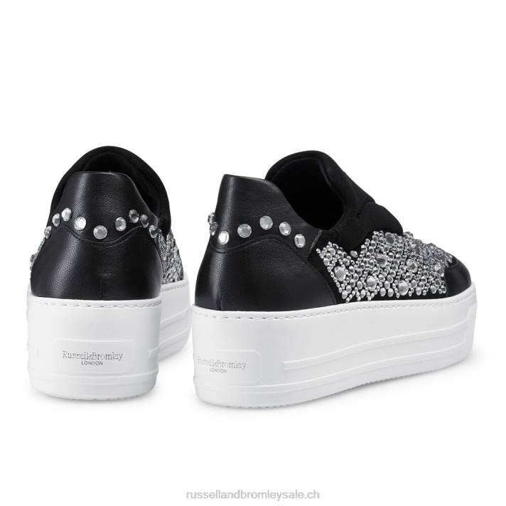noir 8BN613 femmes Russell And Bromley baskets sans lacets à ornements idolize