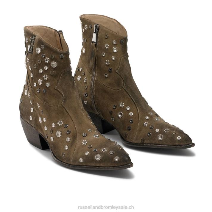 beige 8BN6279 femmes Russell And Bromley botte western embellie howdy