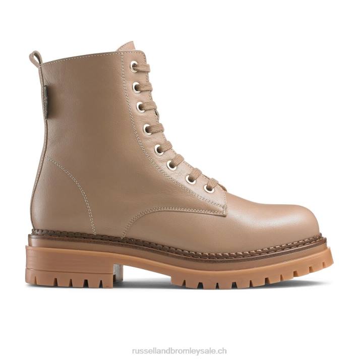 beige 8BN6296 femmes Russell And Bromley botte de combat à 8 œillets