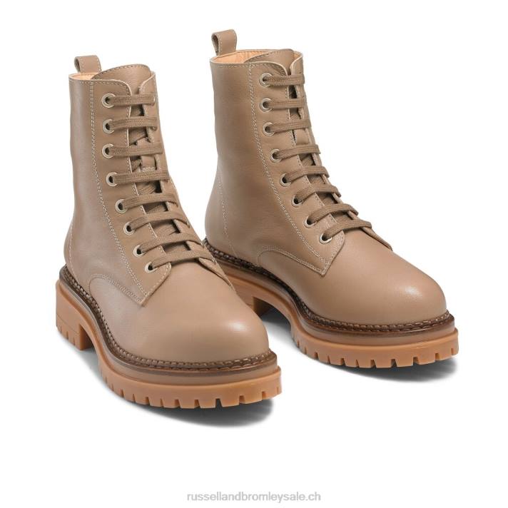 beige 8BN6296 femmes Russell And Bromley botte de combat à 8 œillets