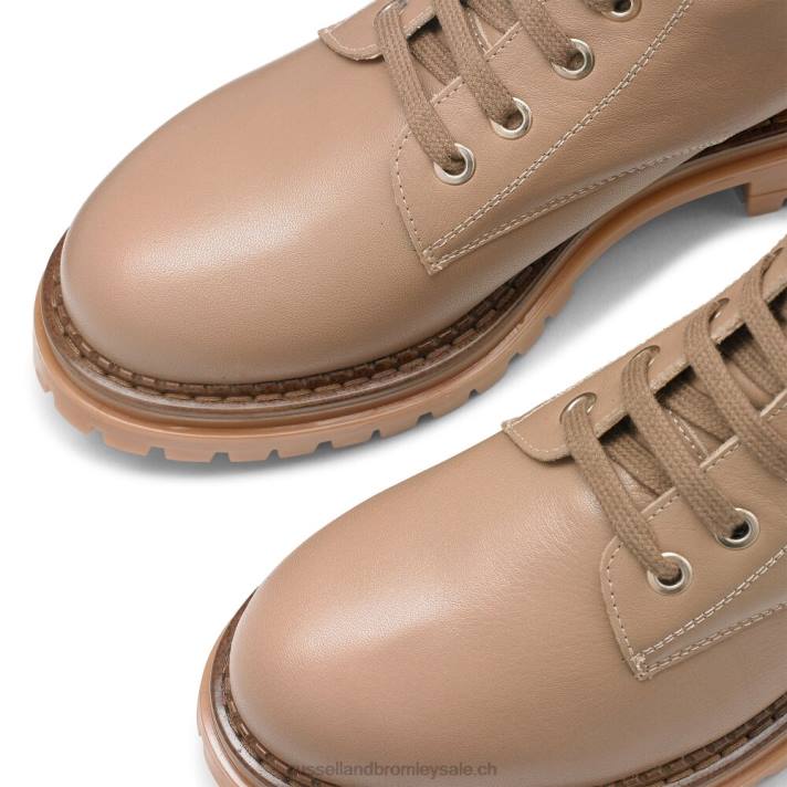 beige 8BN6296 femmes Russell And Bromley botte de combat à 8 œillets
